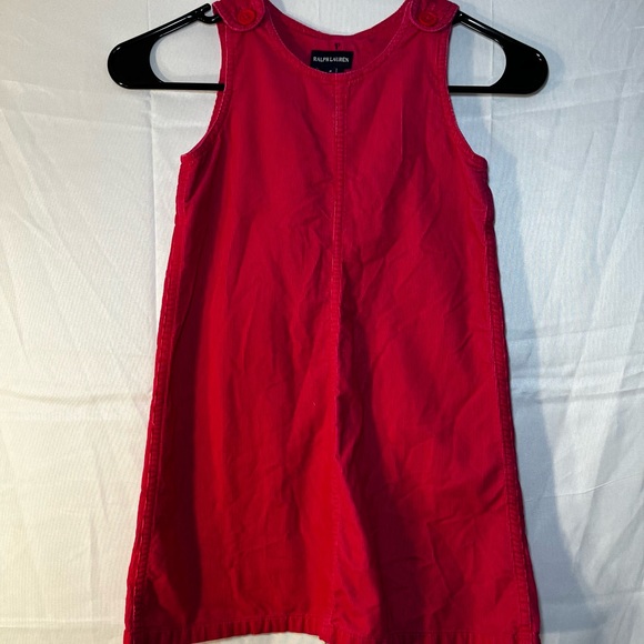 Ralph Lauren Other - Ralph Lauren Girls Pink Corduroy Sleeveless Dress Size 6 Embroidered Pockets